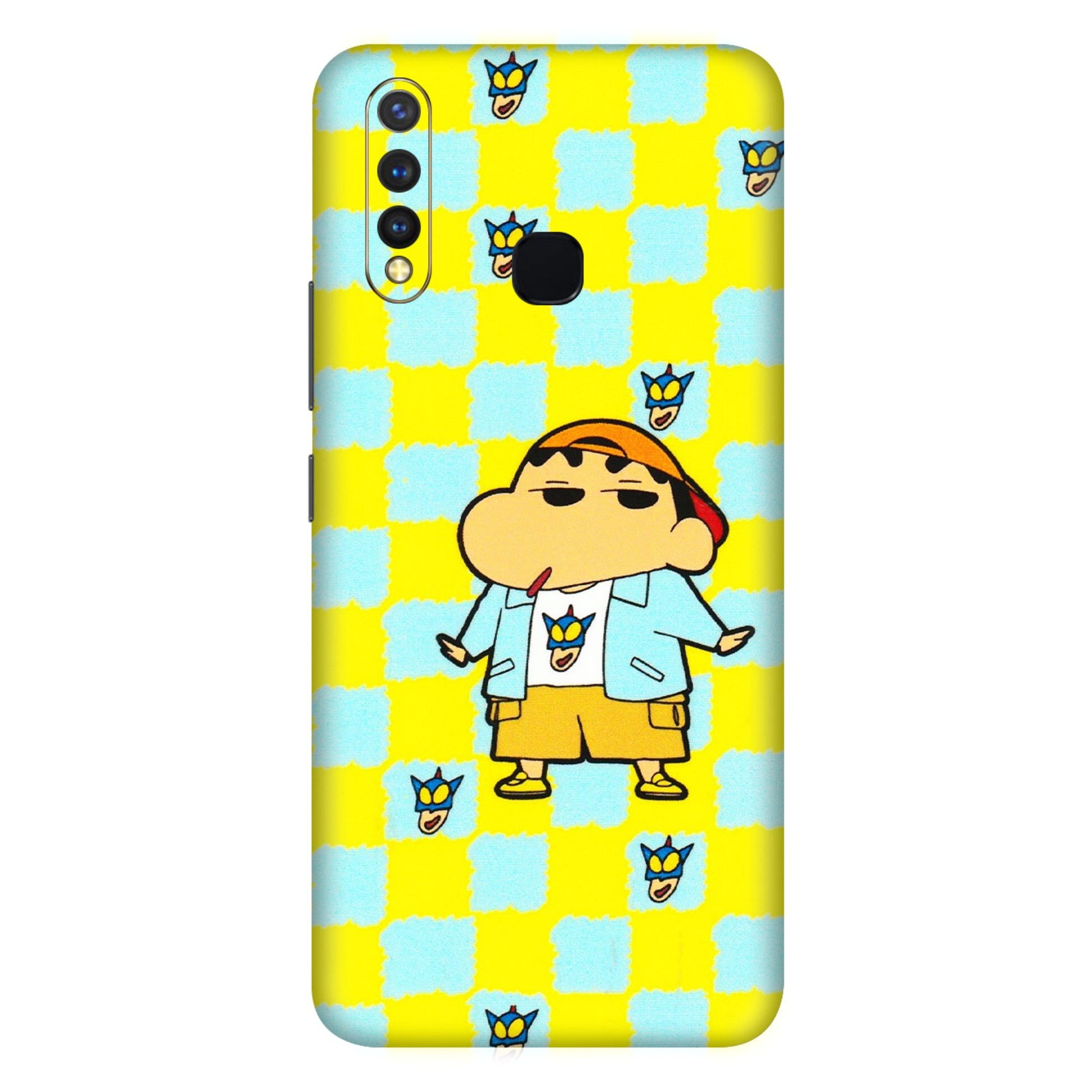VIVO Z/V/X/T/U/S Series Phone Skins (All Models) - Yellow Blue Shinchan Cute - 3D Embossed Finish (L-221) Vivo U20