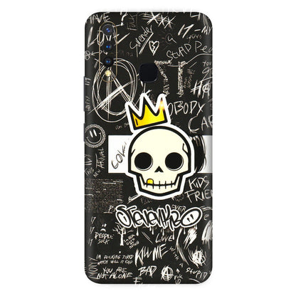 VIVO Z/V/X/T/U/S Series Phone Skins (All Models) - Funny Skull Black Chalk Grafitti - 3D Embossed Finish (L-22) Vivo U20