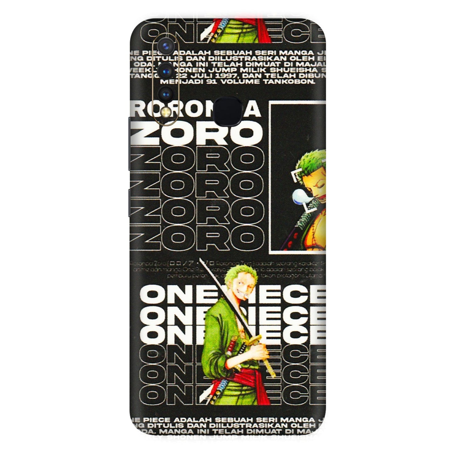 VIVO Z/V/X/T/U/S Series Phone Skins (All Models) - One Piece Zoro - 3D Embossed Finish (L-250) Vivo U20