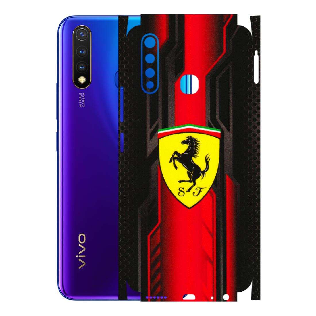 VIVO Z/V/X/T/U/S Series Phone Skins (All Models) - Black Ferrari Logo - 3D Embossed Finish (L-253) Vivo U20