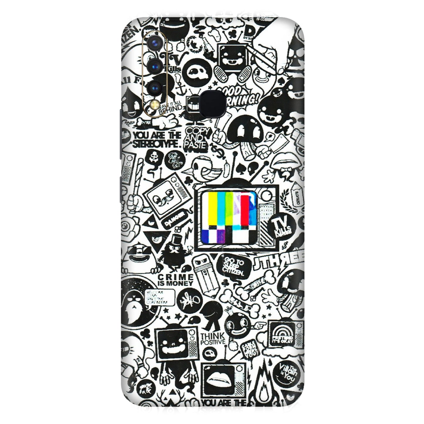 VIVO Z/V/X/T/U/S Series Phone Skins (All Models) - Doodles Positive Art - 3D Embossed Finish (L-263) Vivo U20
