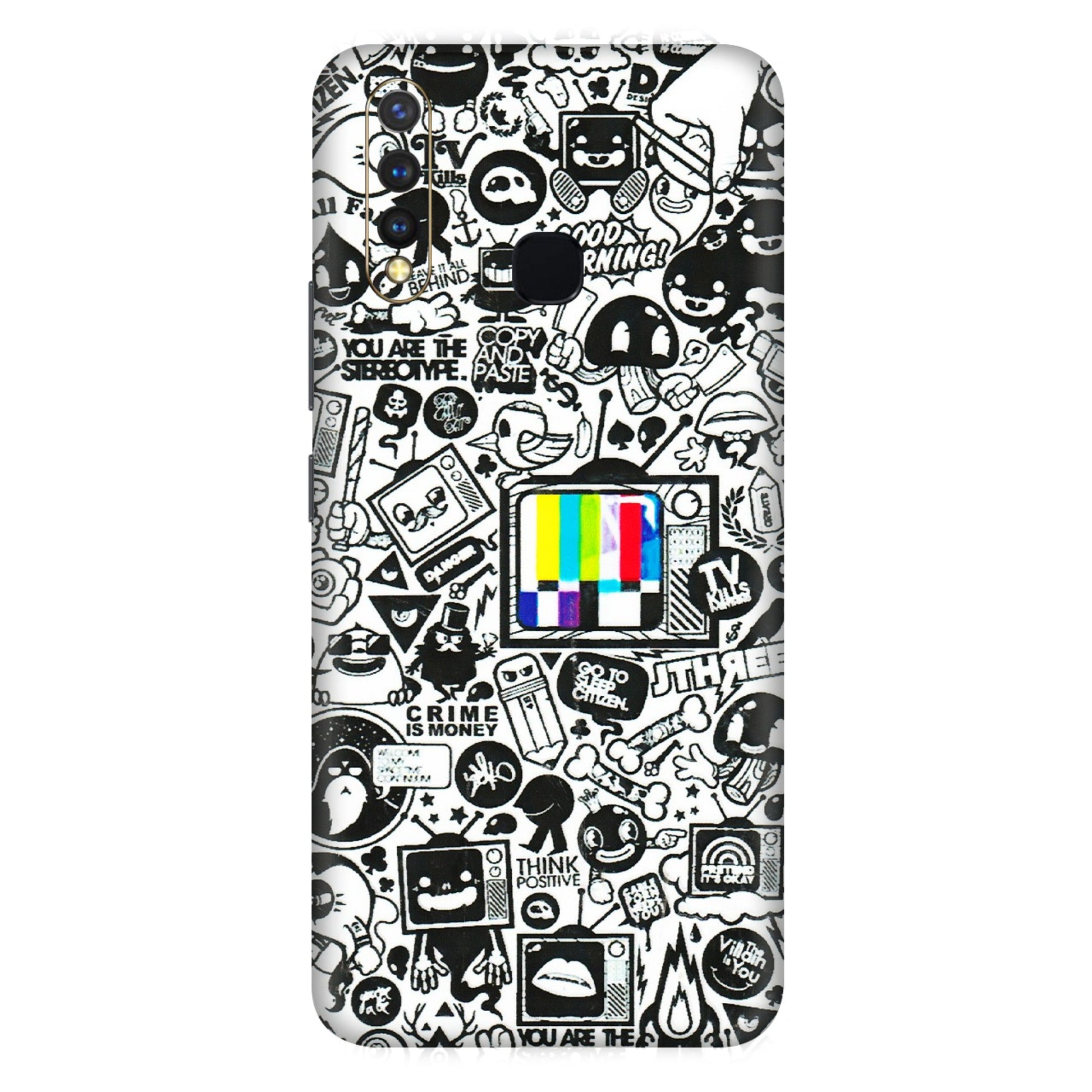 VIVO Z/V/X/T/U/S Series Phone Skins (All Models) - Doodles Positive Art - 3D Embossed Finish (L-263) Vivo U20