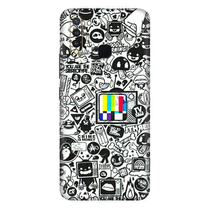 VIVO Z/V/X/T/U/S Series Phone Skins (All Models) - Doodles Positive Art - 3D Embossed Finish (L-263) Vivo U20