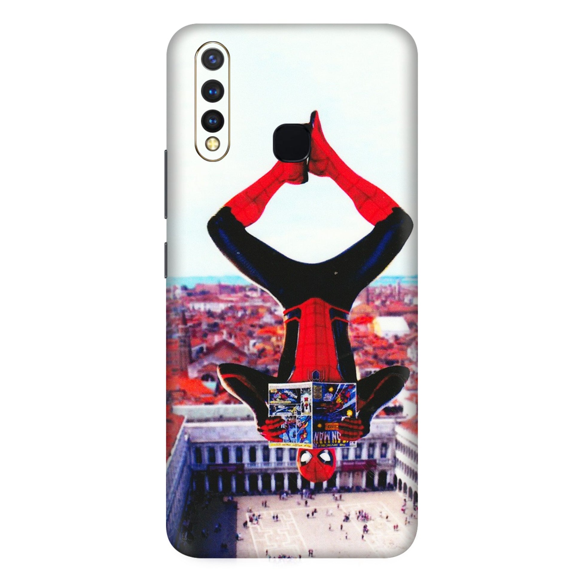 VIVO Z/V/X/T/U/S Series Phone Skins (All Models) - Spiderman Hanging - 3D Embossed Finish (L-53) Vivo U20