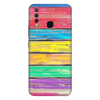 VIVO Z/V/X/T/U/S Series Phone Skins (All Models) - Multi Colour Wooden Wall - Matte Finish (M-96) Vivo U20