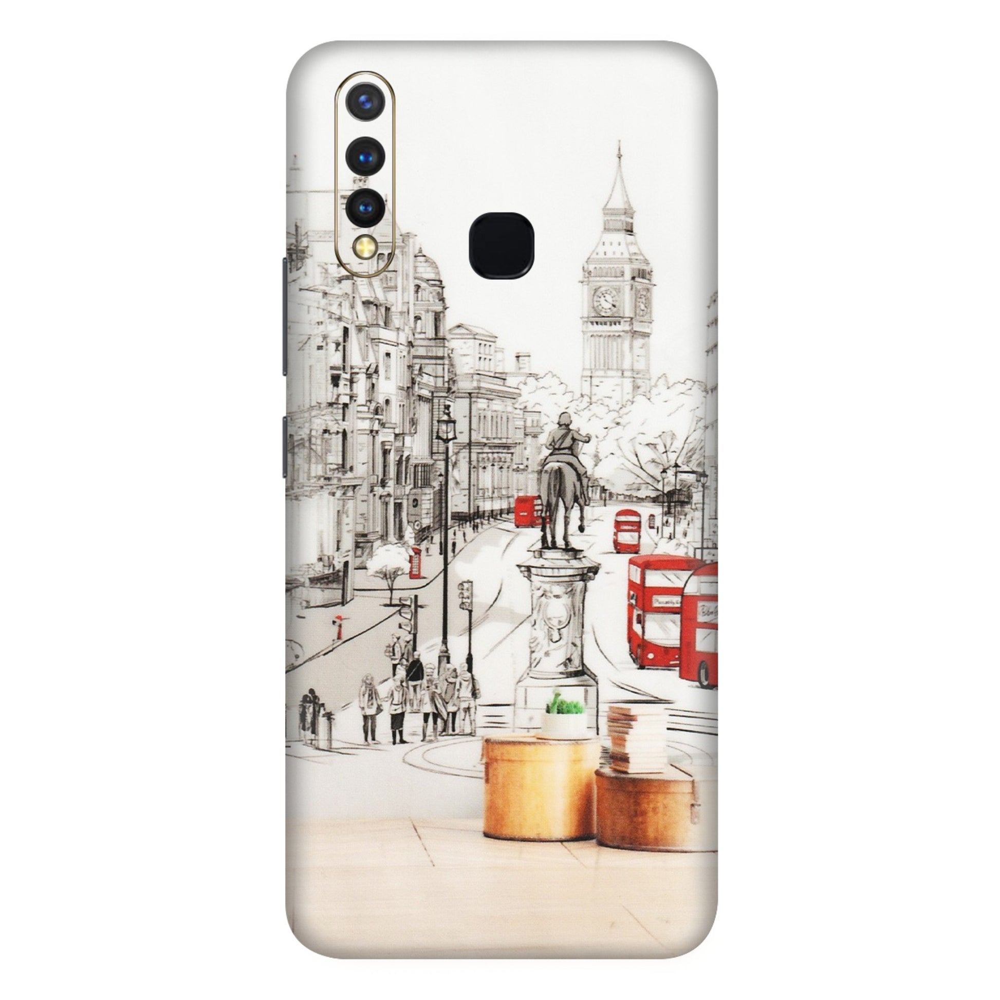 VIVO Z/V/X/T/U/S Series Phone Skins (All Models) - London Street - Transparent Finish (T-02) Vivo U20