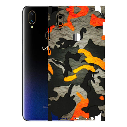 VIVO Z/V/X/T/U/S Series Phone Skins (All Models) - Orange Camouflage - 3D Embossed Finish (L-204) Vivo V11