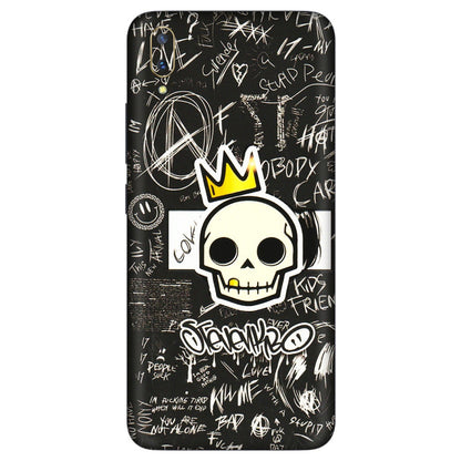 VIVO Z/V/X/T/U/S Series Phone Skins (All Models) - Funny Skull Black Chalk Grafitti - 3D Embossed Finish (L-22) Vivo V11