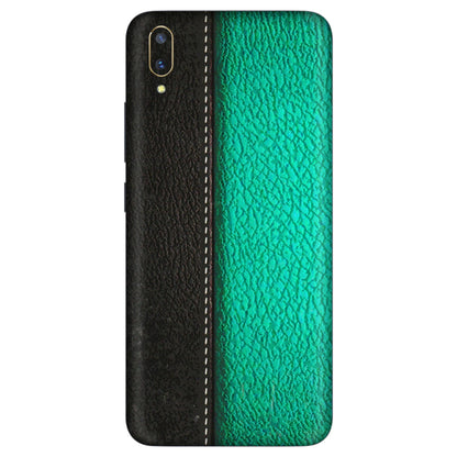 VIVO Z/V/X/T/U/S Series Phone Skins (All Models) - Black Green Dual Leather Stich - 3D Embossed Finish (L-233) Vivo V11