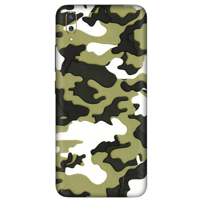 VIVO Z/V/X/T/U/S Series Phone Skins (All Models) - Camouflages White And Green - 3D Embossed Finish (L-243) Vivo V11