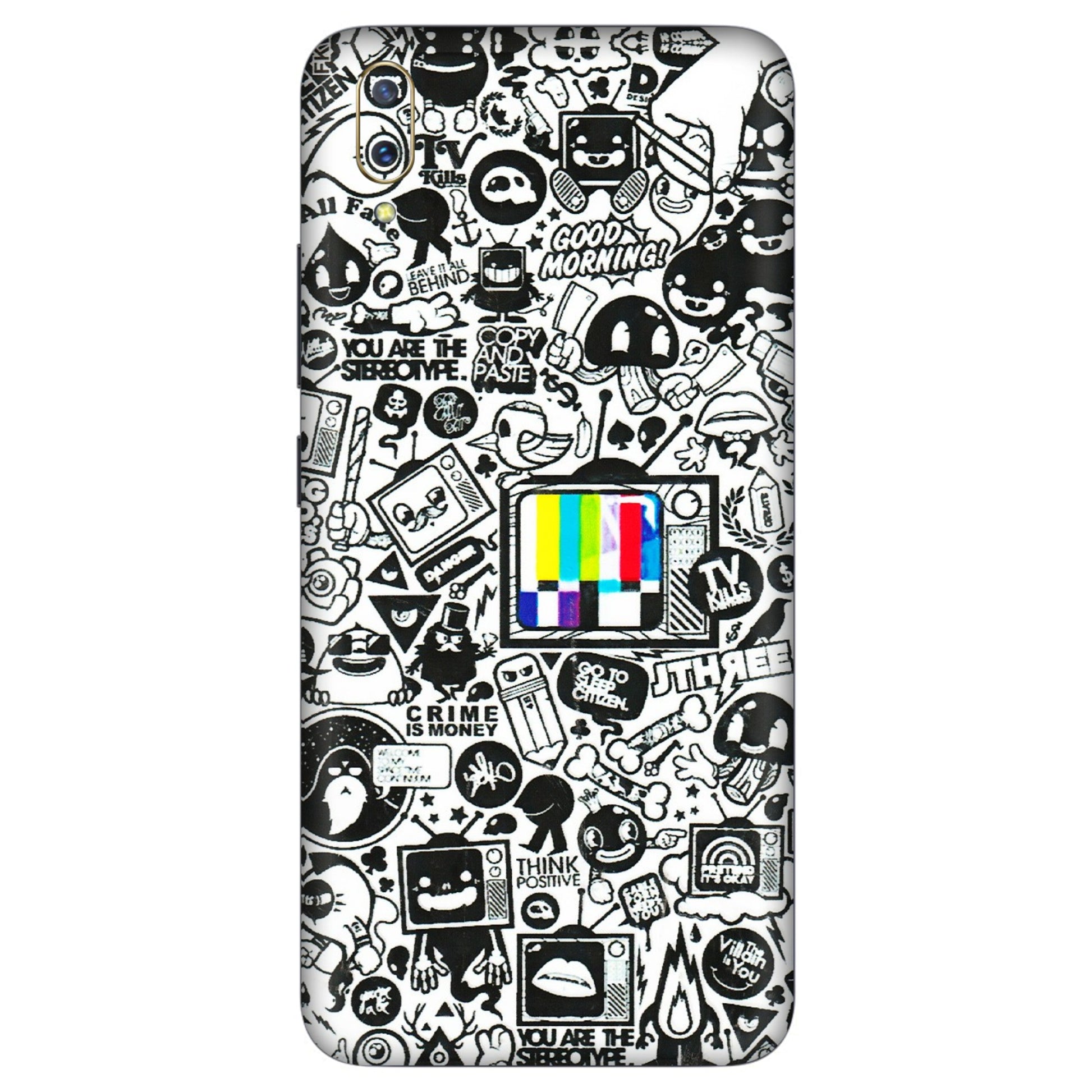 VIVO Z/V/X/T/U/S Series Phone Skins (All Models) - Doodles Positive Art - 3D Embossed Finish (L-263) Vivo V11