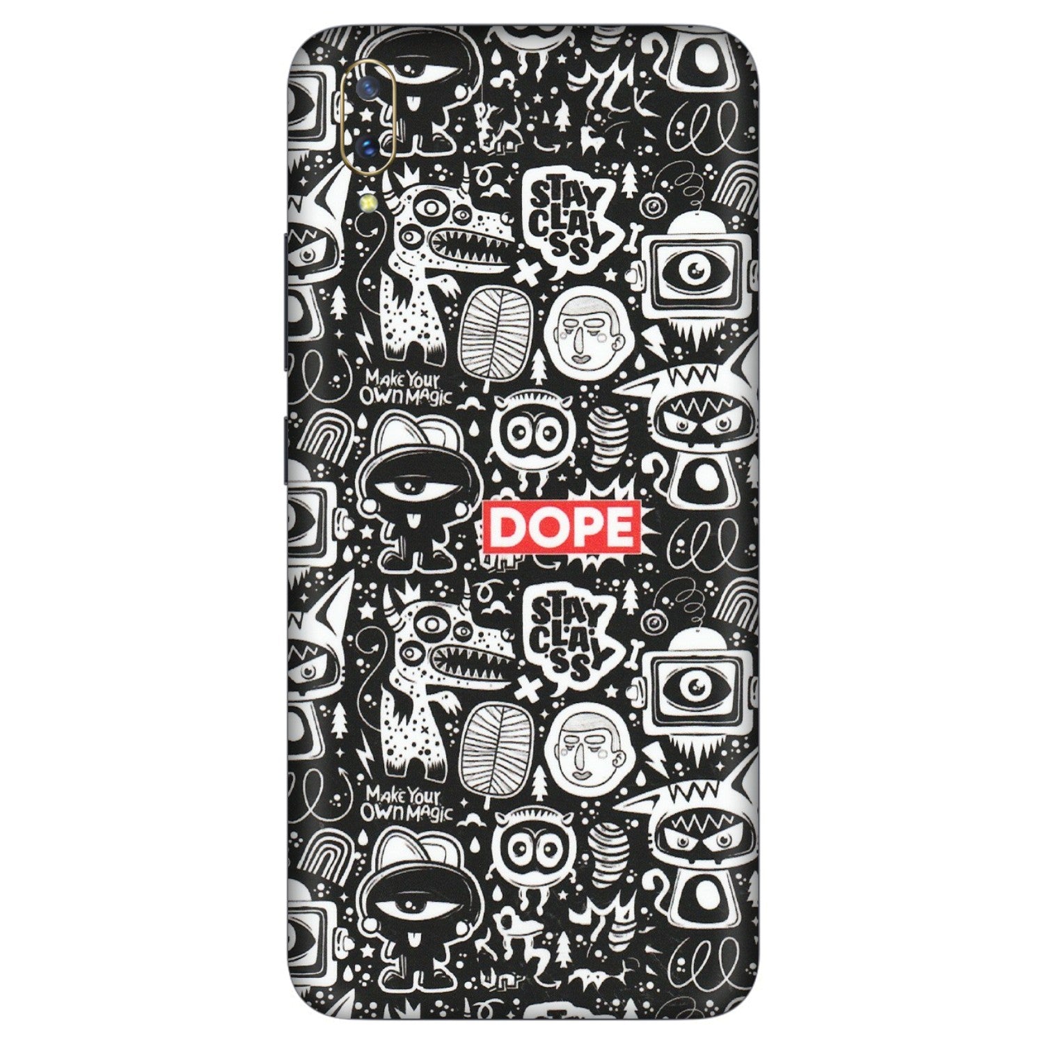 VIVO Z/V/X/T/U/S Series Phone Skins (All Models) - Dope Stay Classy Black Doodles - Matte Finish (M-126) Vivo V11