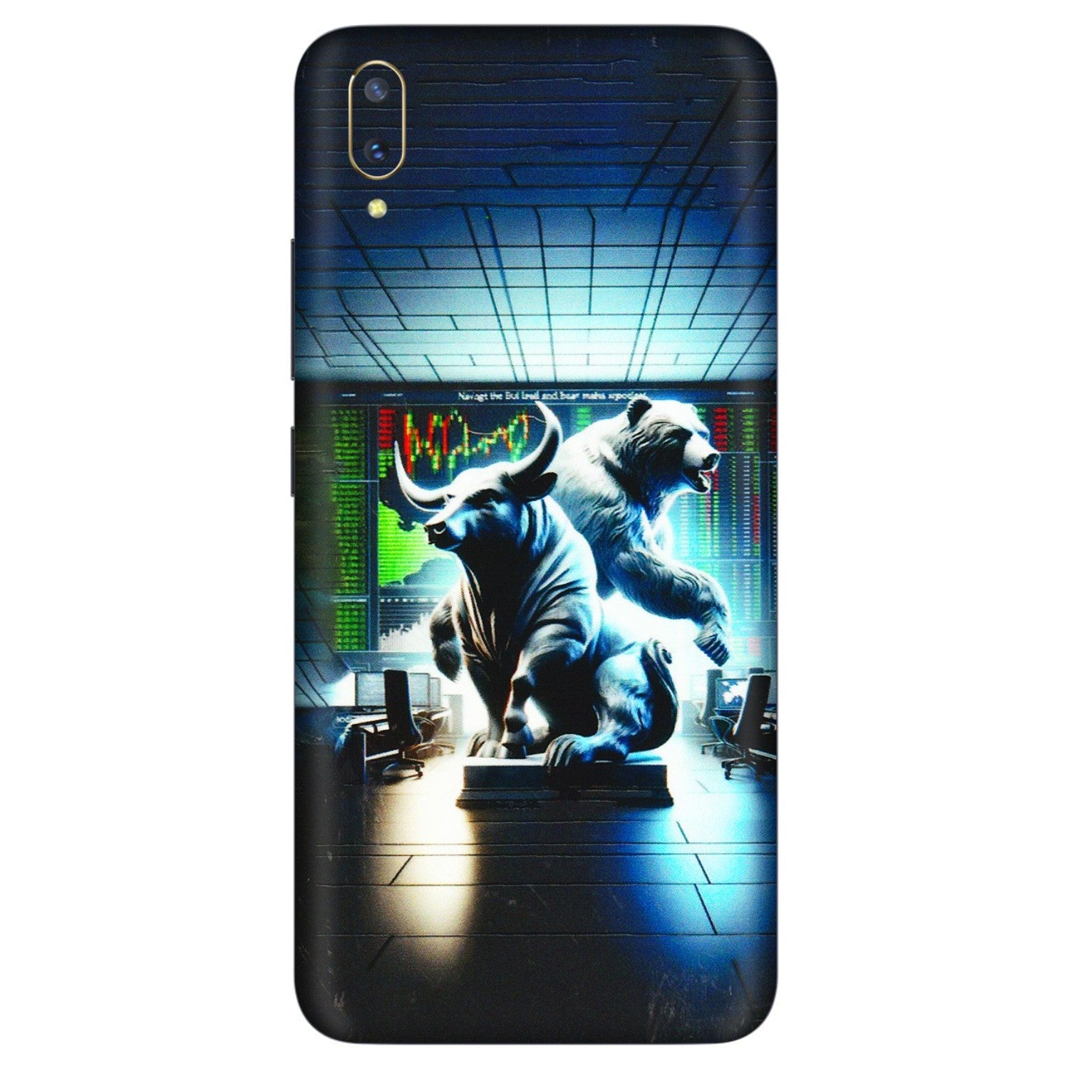 VIVO Z/V/X/T/U/S Series Phone Skins (All Models) - Stock Market Sensex Bear vs Bulls - 3D Embossed Finish (L-15) Vivo V11 Pro