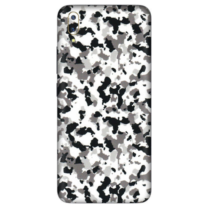 VIVO Z/V/X/T/U/S Series Phone Skins (All Models) - White Black Camouflage - 3D Embossed Finish (L-18) Vivo V11 Pro