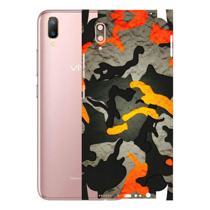 VIVO Z/V/X/T/U/S Series Phone Skins (All Models) - Orange Camouflage - 3D Embossed Finish (L-204) Vivo V11 Pro
