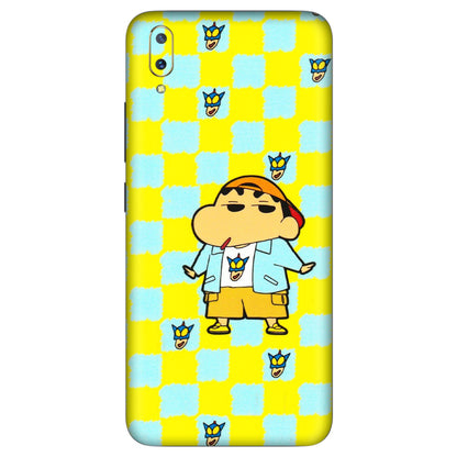 VIVO Z/V/X/T/U/S Series Phone Skins (All Models) - Yellow Blue Shinchan Cute - 3D Embossed Finish (L-221) Vivo V11 Pro