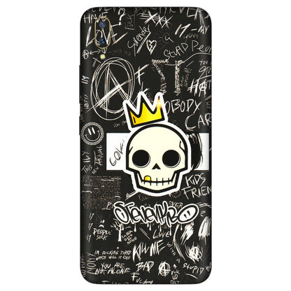 VIVO Z/V/X/T/U/S Series Phone Skins (All Models) - Funny Skull Black Chalk Grafitti - 3D Embossed Finish (L-22) Vivo V11 Pro