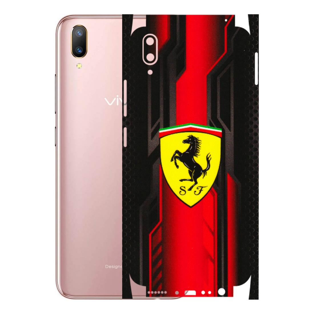 VIVO Z/V/X/T/U/S Series Phone Skins (All Models) - Black Ferrari Logo - 3D Embossed Finish (L-253) Vivo V11 Pro