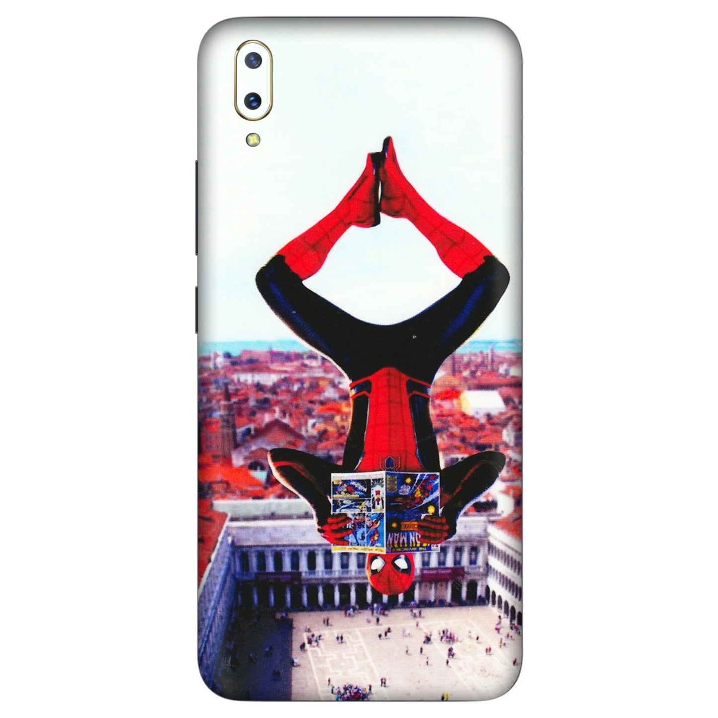 VIVO Z/V/X/T/U/S Series Phone Skins (All Models) - Spiderman Hanging - 3D Embossed Finish (L-53) Vivo V11 Pro