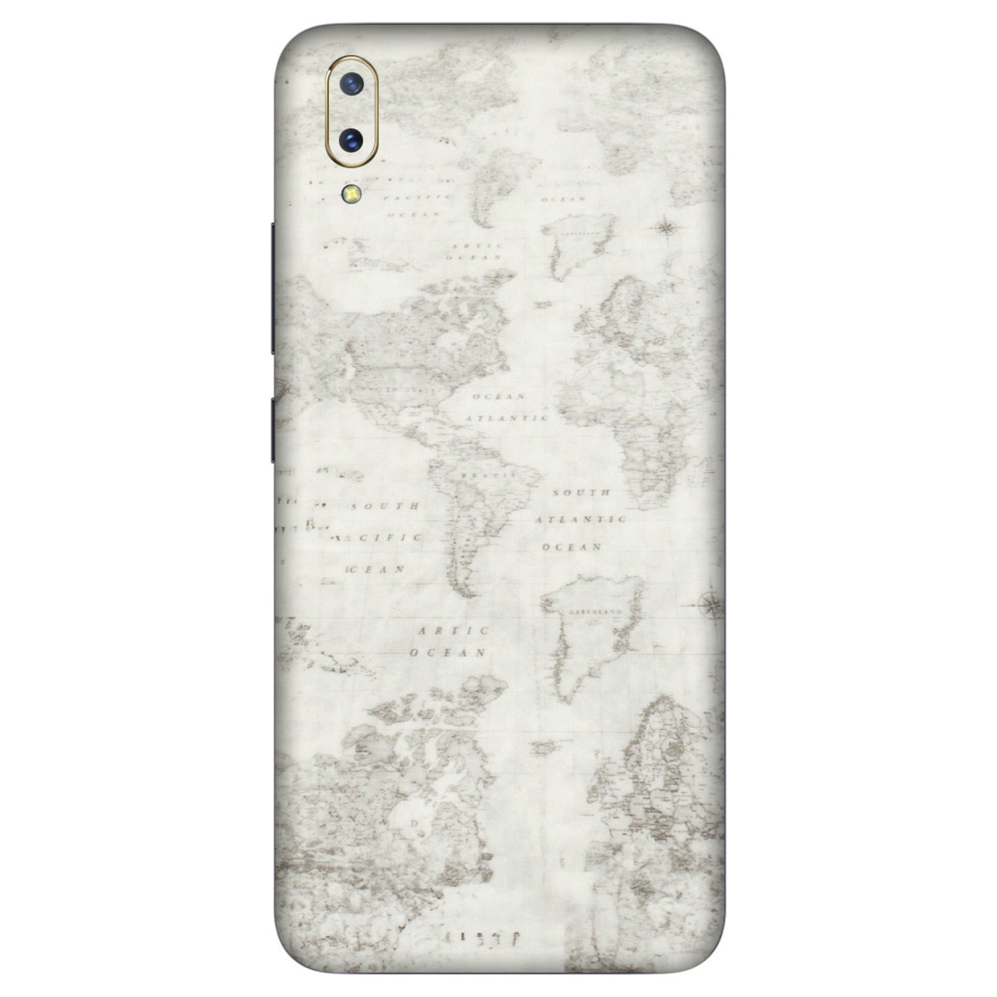 VIVO Z/V/X/T/U/S Series Phone Skins (All Models) - World Travel Map - Transparent Finish (T-04) Vivo V11 Pro