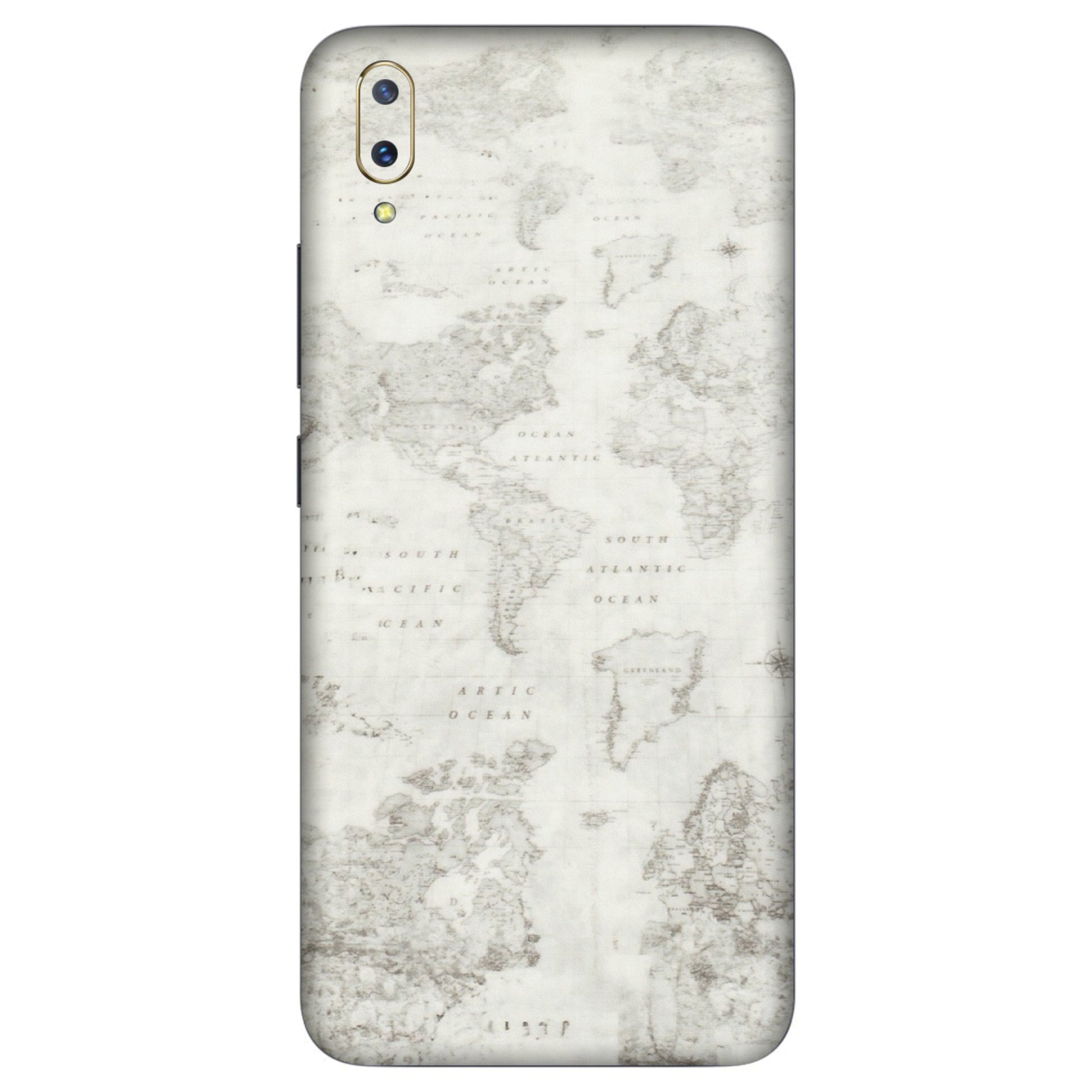 VIVO Z/V/X/T/U/S Series Phone Skins (All Models) - World Travel Map - Transparent Finish (T-04) Vivo V11 Pro