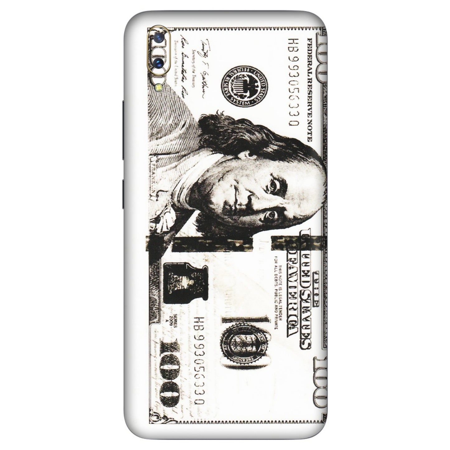VIVO Z/V/X/T/U/S Series Phone Skins (All Models) - 100 Dollar Currency - Transparent Finish (T-01) Vivo V11