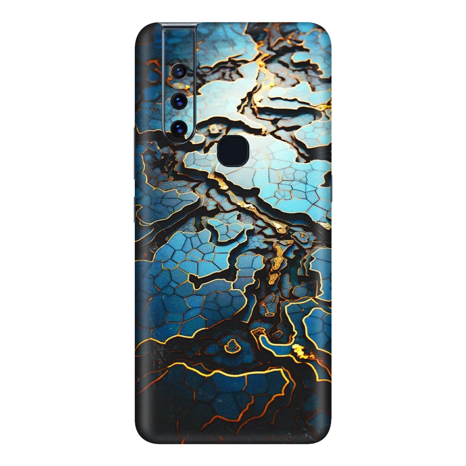 VIVO Z/V/X/T/U/S Series Phone Skins (All Models) - Blue Gold Abstract - 3D Embossed Finish (L-11) Vivo V15