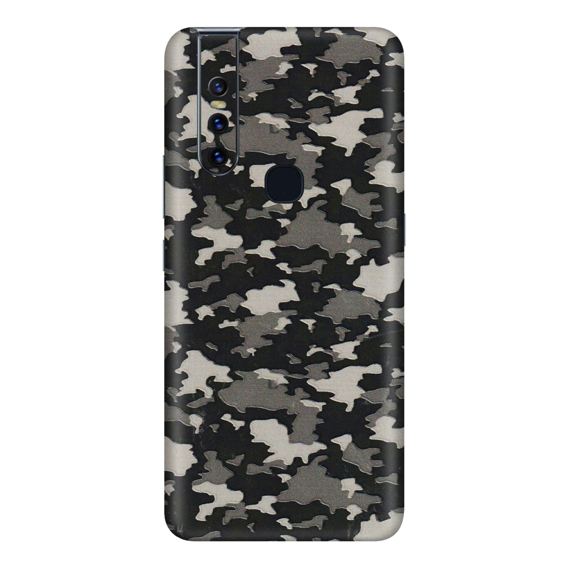 VIVO Z/V/X/T/U/S Series Phone Skins (All Models) - Black/Grey Camoflaunge - 3D Embossed Finish (L-142) Vivo V15