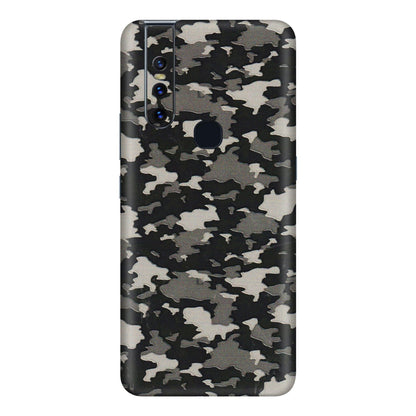 VIVO Z/V/X/T/U/S Series Phone Skins (All Models) - Black/Grey Camoflaunge - 3D Embossed Finish (L-142) Vivo V15