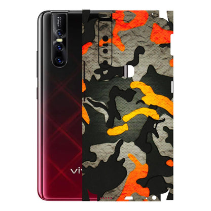VIVO Z/V/X/T/U/S Series Phone Skins (All Models) - Orange Camouflage - 3D Embossed Finish (L-204) Vivo V15