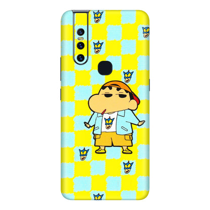VIVO Z/V/X/T/U/S Series Phone Skins (All Models) - Yellow Blue Shinchan Cute - 3D Embossed Finish (L-221) Vivo V15