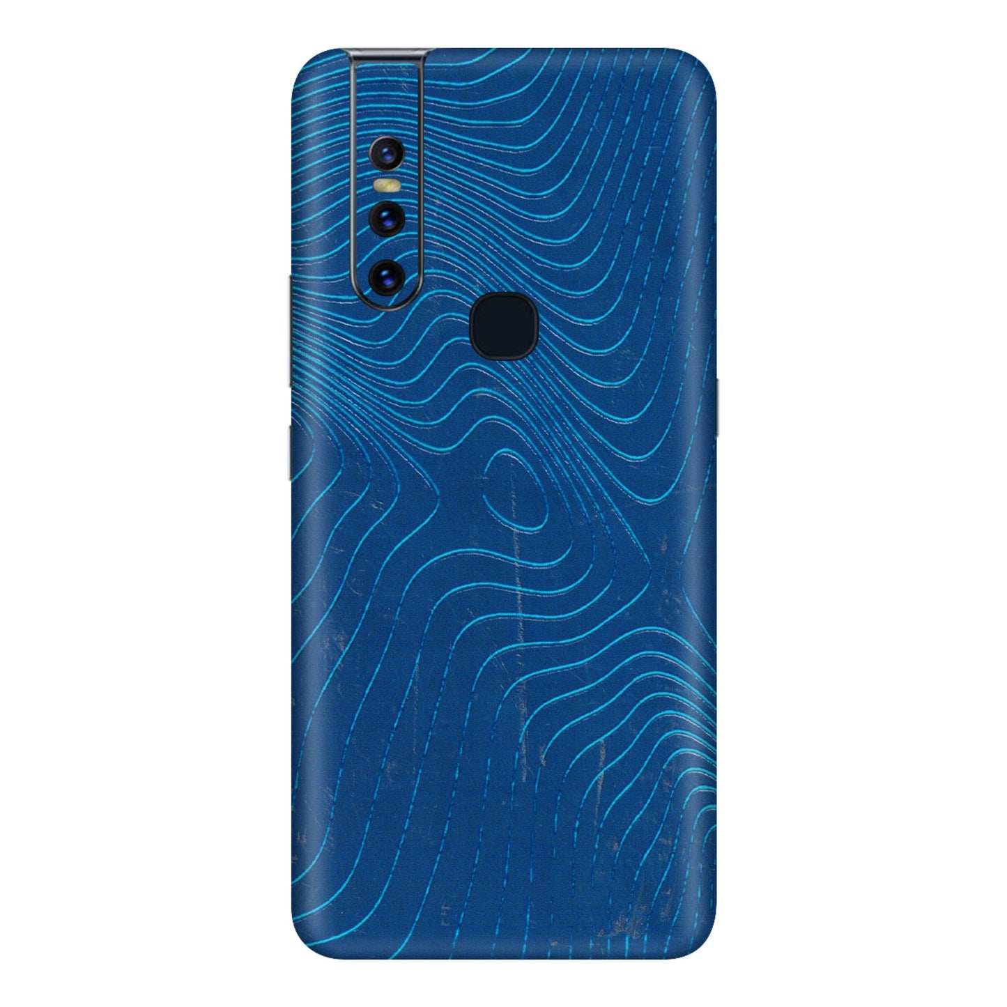 VIVO Z/V/X/T/U/S Series Phone Skins (All Models) - Abstract Blue Line Map - 3D Embossed Finish (L-272) Vivo V15
