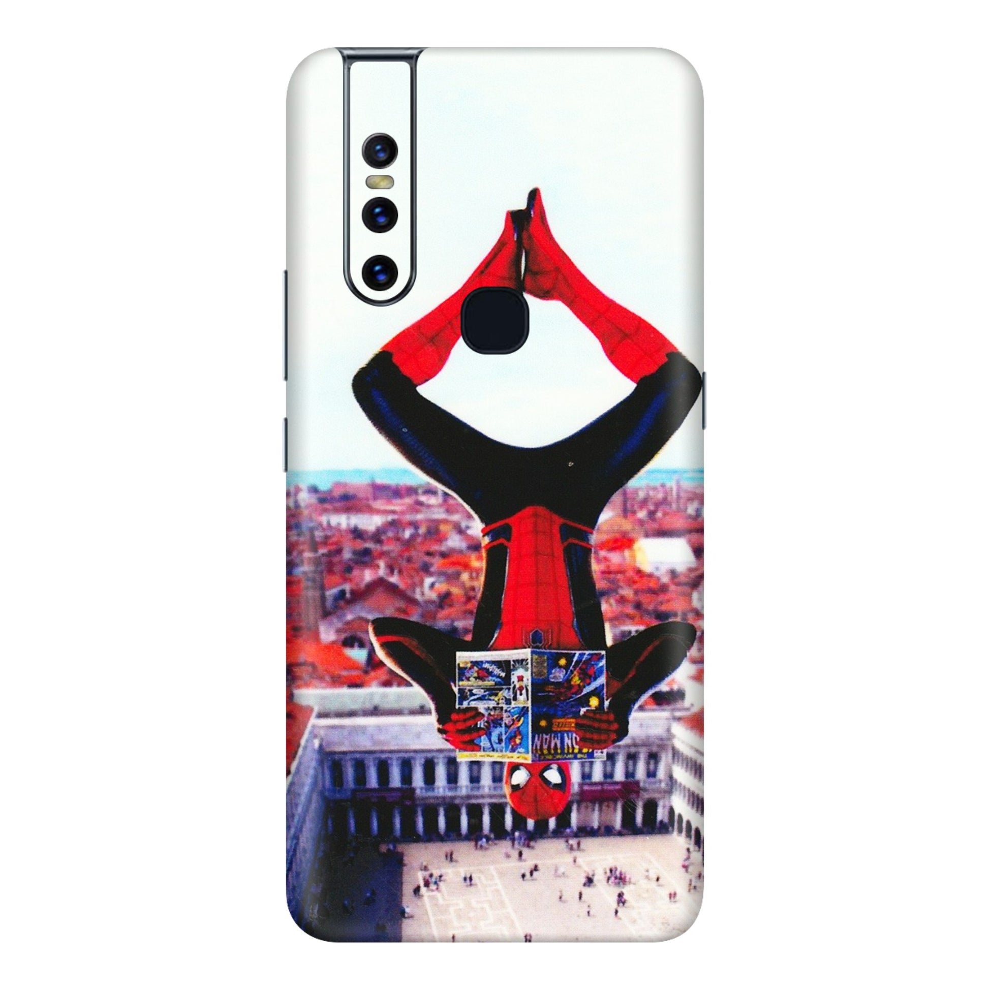VIVO Z/V/X/T/U/S Series Phone Skins (All Models) - Spiderman Hanging - 3D Embossed Finish (L-53) Vivo V15