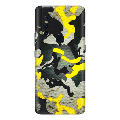 VIVO Z/V/X/T/U/S Series Phone Skins (All Models) - Yellow Camouflage - 3D Embossed Finish (L-61) Vivo V15