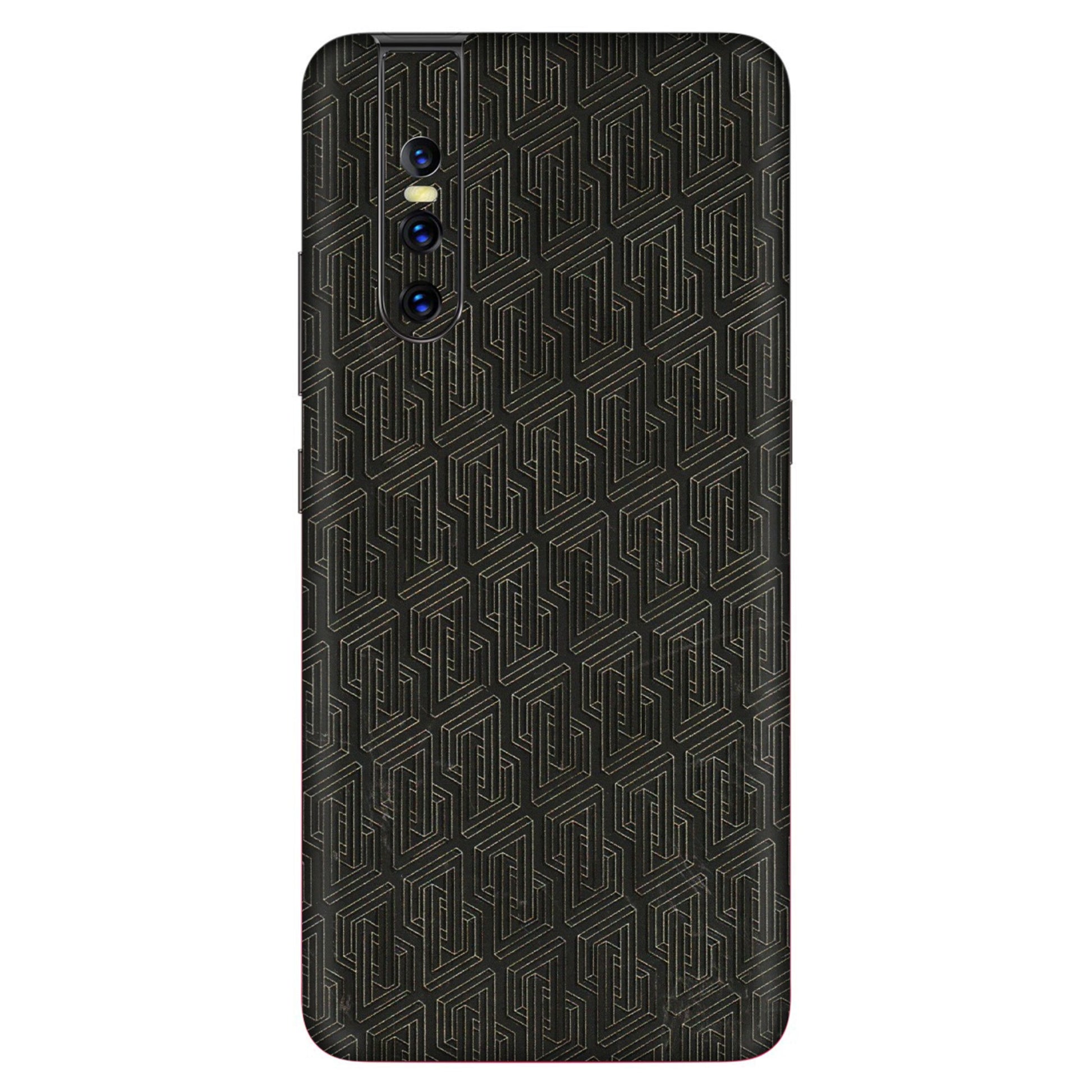 VIVO Z/V/X/T/U/S Series Phone Skins (All Models) - Black Abstract Pattern - 3D Embossed Finish (L-117) Vivo V15 Pro