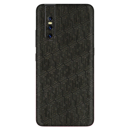 VIVO Z/V/X/T/U/S Series Phone Skins (All Models) - Black Abstract Pattern - 3D Embossed Finish (L-117) Vivo V15 Pro