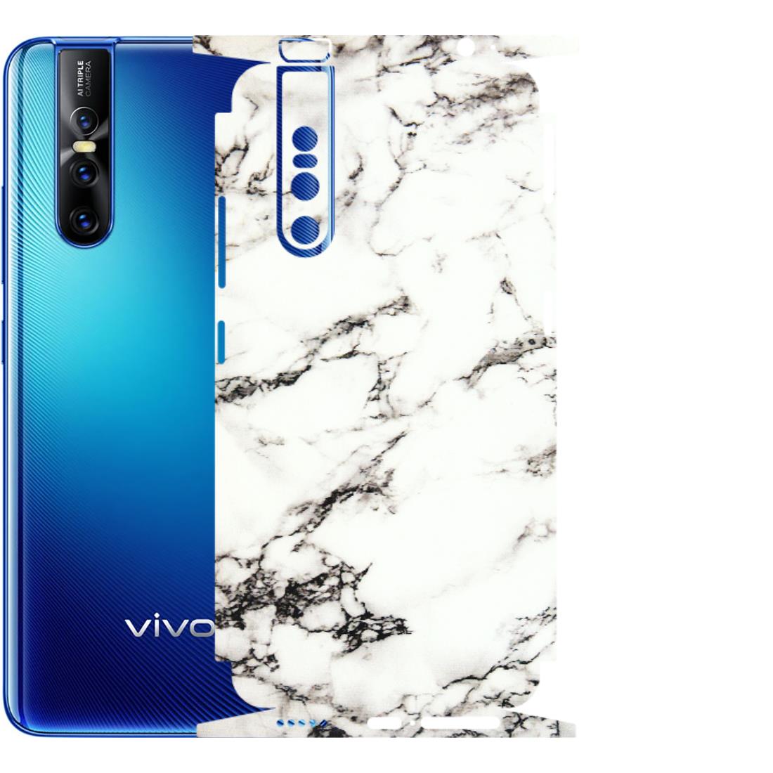 VIVO Z/V/X/T/U/S Series Phone Skins (All Models) - Black and White Marble Texture - 3D Embossed Finish (L-124) Vivo V15 Pro
