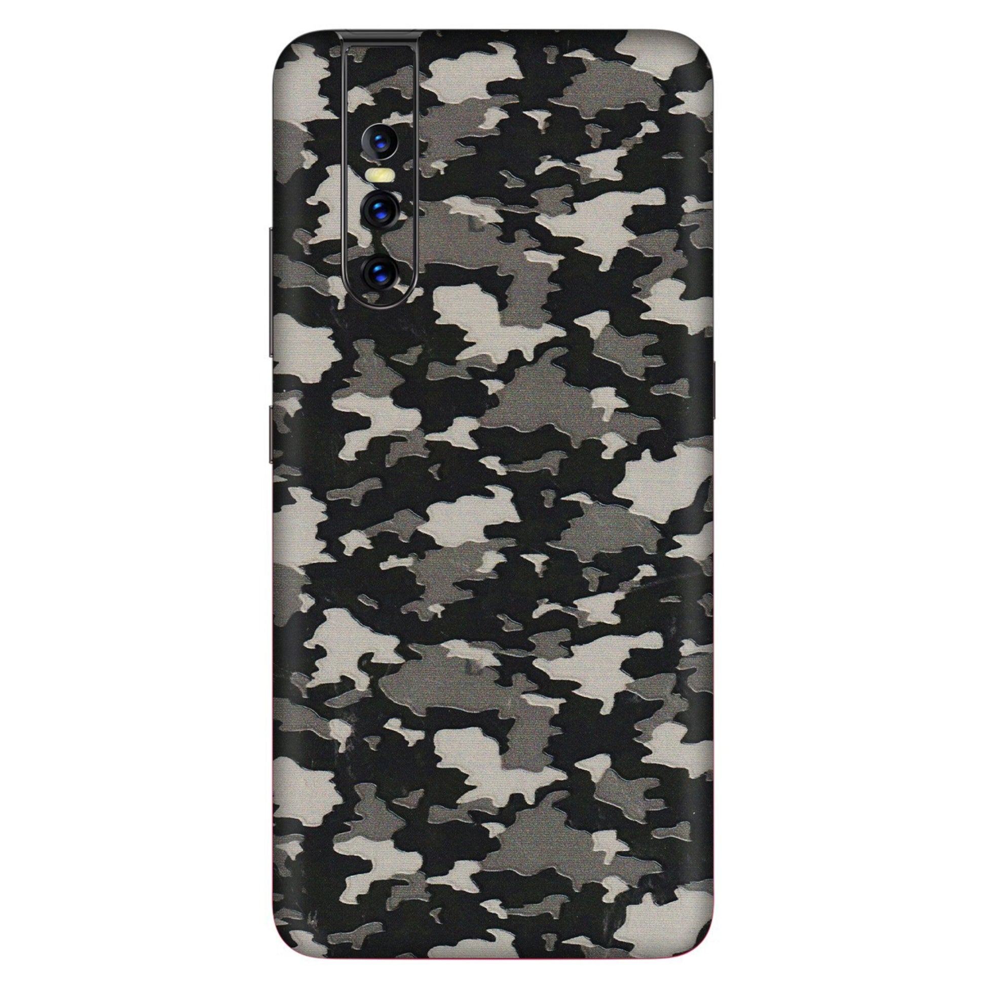 VIVO Z/V/X/T/U/S Series Phone Skins (All Models) - Black/Grey Camoflaunge - 3D Embossed Finish (L-142) Vivo V15 Pro