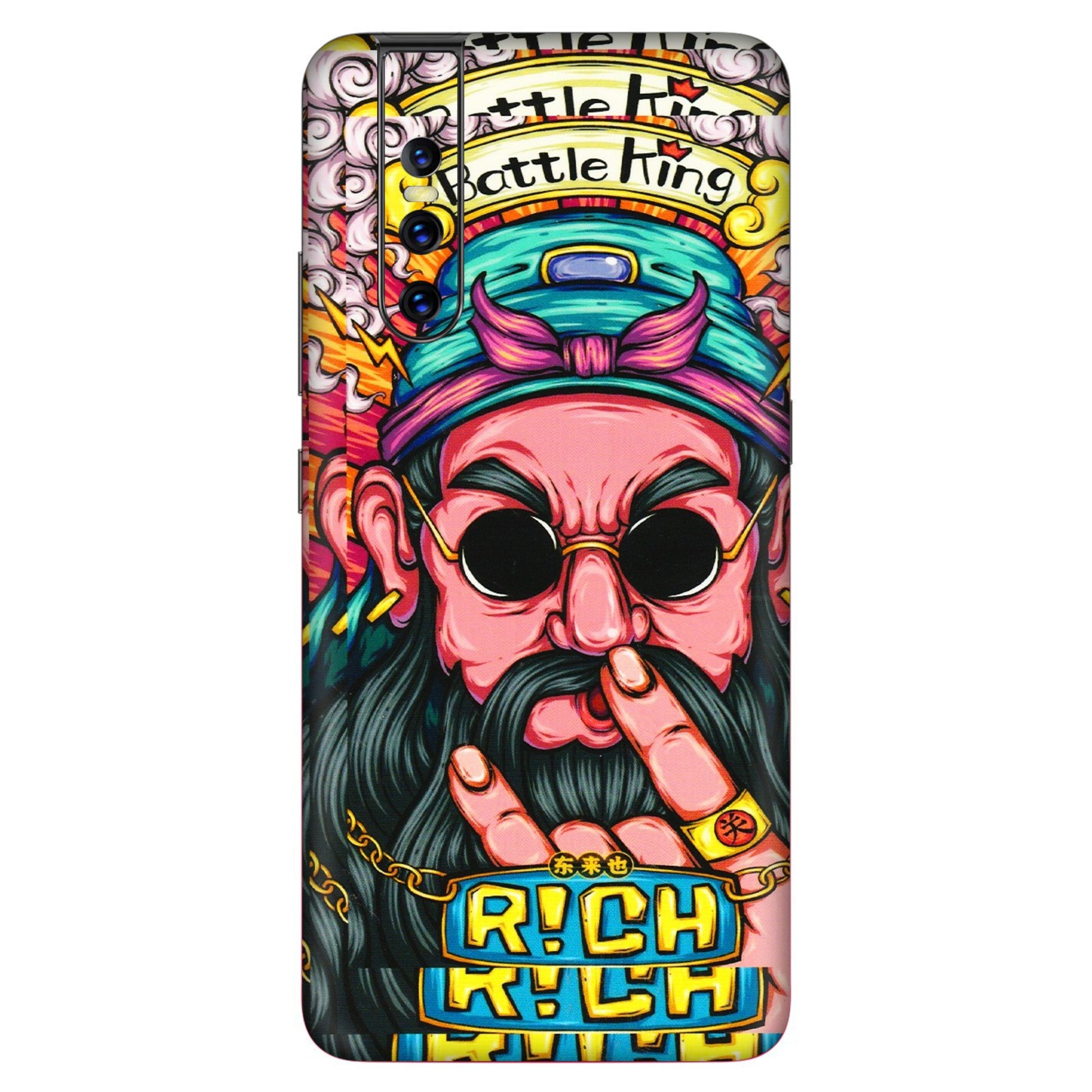 VIVO Z/V/X/T/U/S Series Phone Skins (All Models) - Battle King Dude Face - 3D Embossed Finish (L-178) Vivo V15 Pro