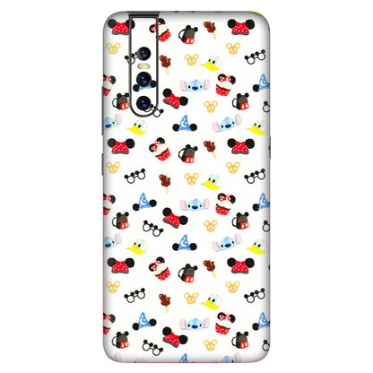 VIVO Z/V/X/T/U/S Series Phone Skins (All Models) - Minnie Mouse & Donald Doodles s - 3D Embossed Finish (L-194) Vivo V15 Pro