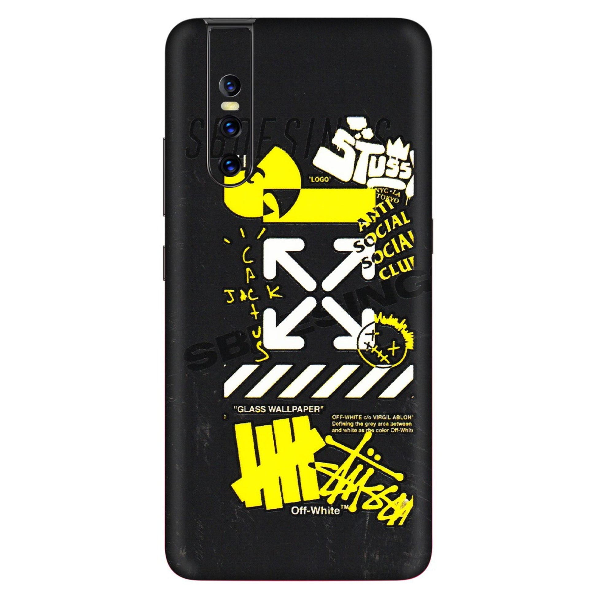 VIVO Z/V/X/T/U/S Series Phone Skins (All Models) - Anti Social Graffiti - 3D Embossed Finish (L-198) Vivo V15 Pro