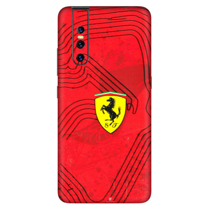 VIVO Z/V/X/T/U/S Series Phone Skins (All Models) - Red Ferrari Logo Stylish - 3D Embossed Finish (L-238) Vivo V15 Pro