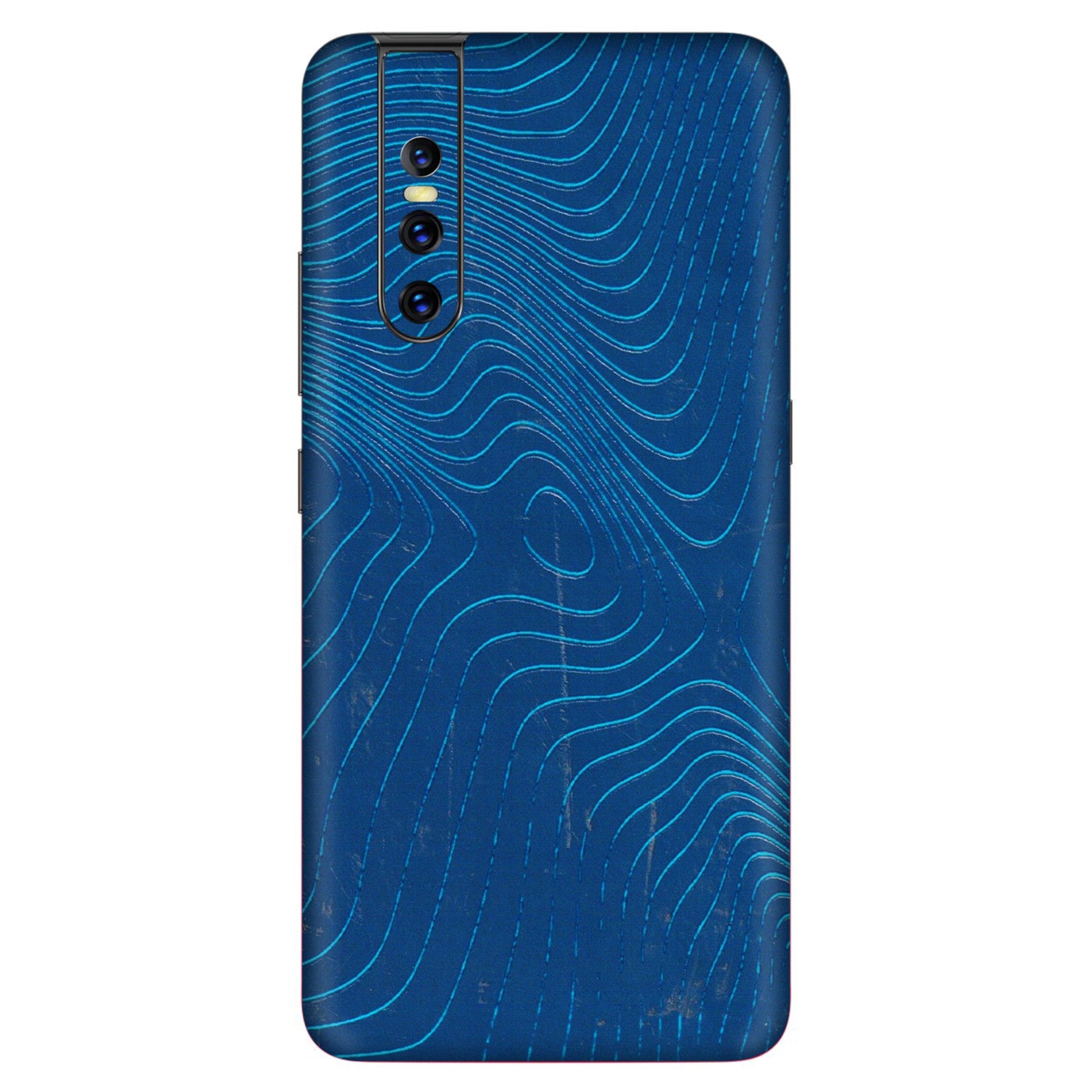 VIVO Z/V/X/T/U/S Series Phone Skins (All Models) - Abstract Blue Line Map - 3D Embossed Finish (L-272) Vivo V15 Pro