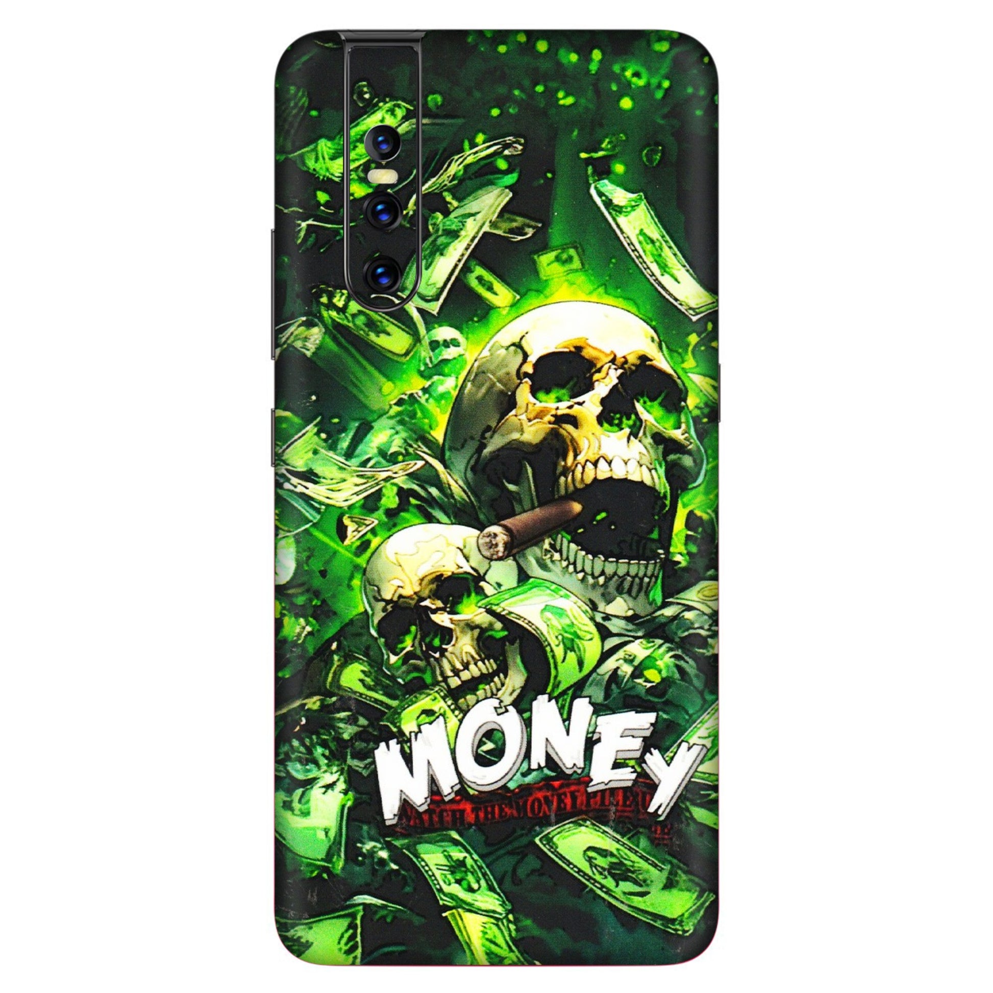 VIVO Z/V/X/T/U/S Series Phone Skins (All Models) - Skull Money - 3D Embossed Finish (L-303) Vivo V15 Pro