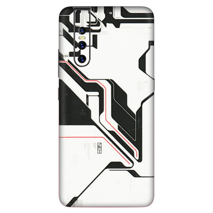 VIVO Z/V/X/T/U/S Series Phone Skins (All Models) - White Techy Logo - 3D Embossed Finish (L-312) Vivo V15 Pro