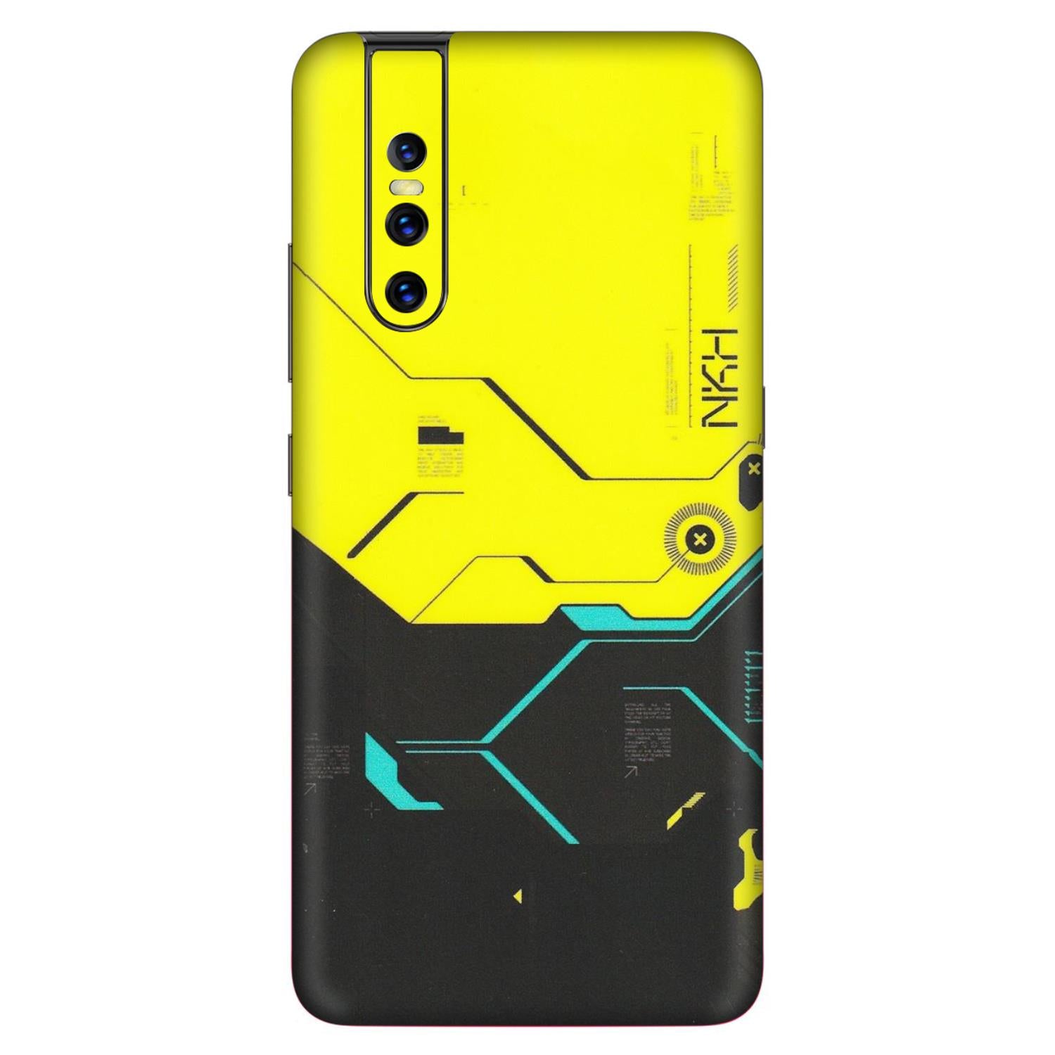 VIVO Z/V/X/T/U/S Series Phone Skins (All Models) - Black Yellow Technica - Matte Finish (M-53) Vivo V15 Pro