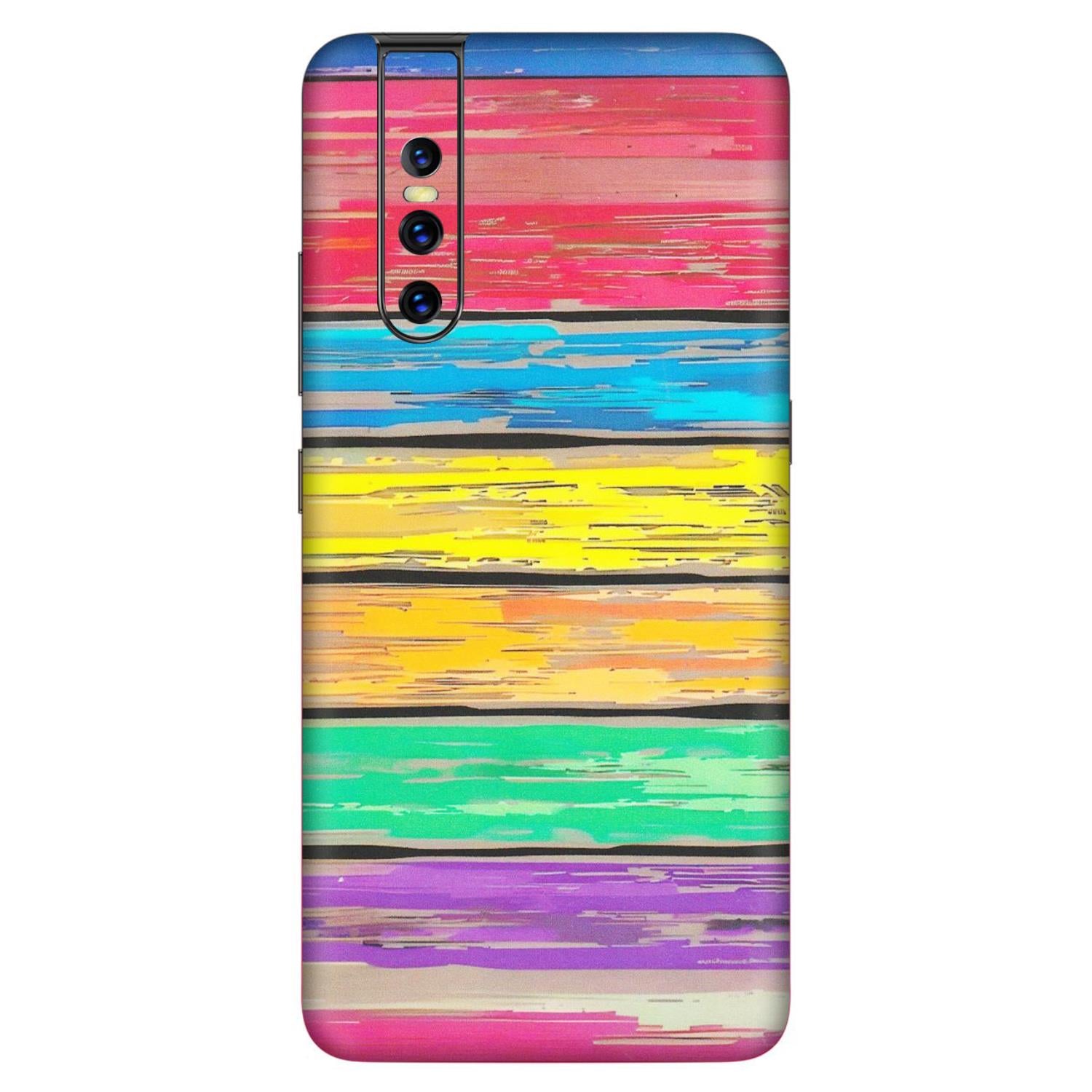 VIVO Z/V/X/T/U/S Series Phone Skins (All Models) - Multi Colour Wooden Wall - Matte Finish (M-96) Vivo V15 Pro