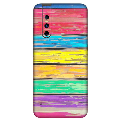 VIVO Z/V/X/T/U/S Series Phone Skins (All Models) - Multi Colour Wooden Wall - Matte Finish (M-96) Vivo V15 Pro
