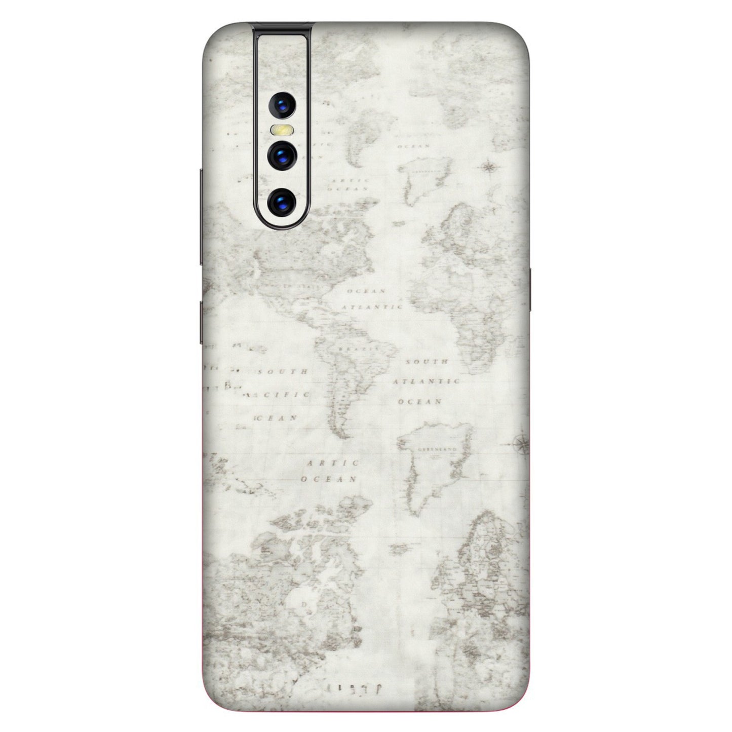 VIVO Z/V/X/T/U/S Series Phone Skins (All Models) - World Travel Map - Transparent Finish (T-04) Vivo V15 Pro