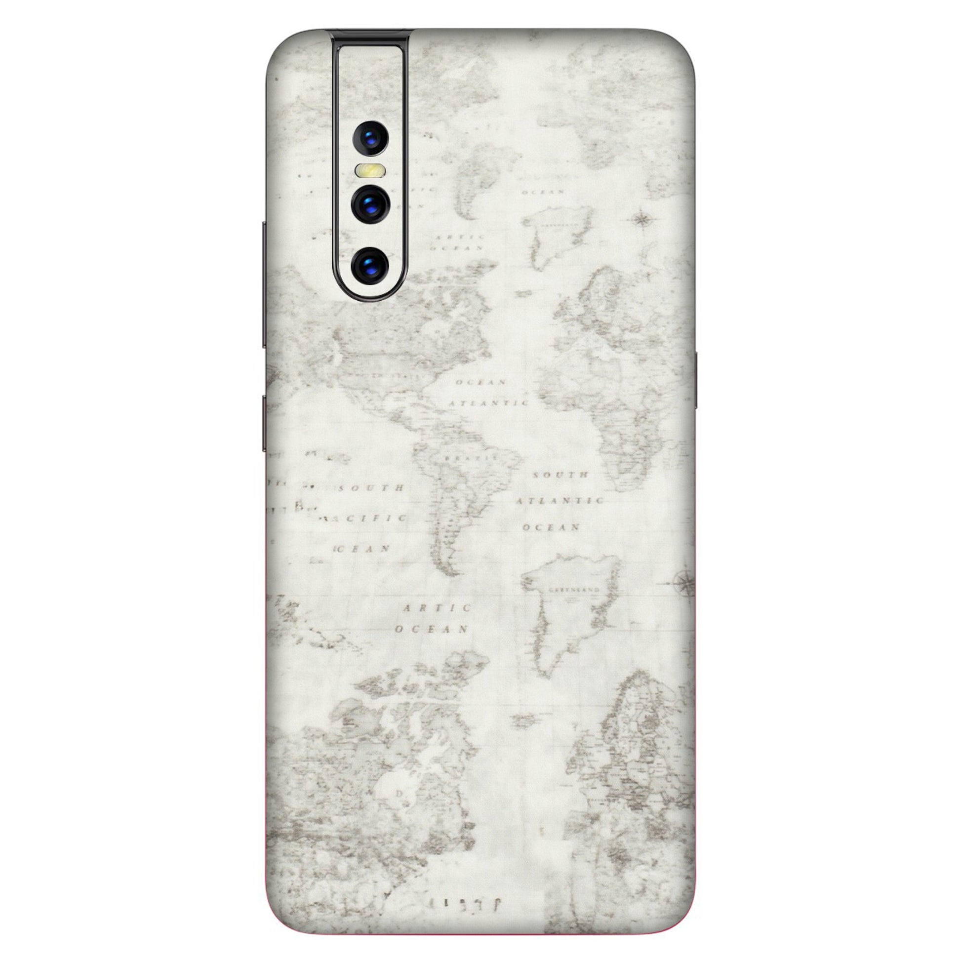 VIVO Z/V/X/T/U/S Series Phone Skins (All Models) - World Travel Map - Transparent Finish (T-04) Vivo V15 Pro